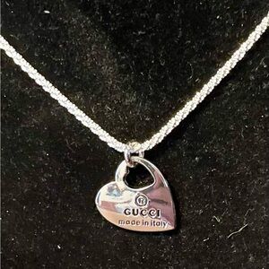 Gucci stamped Silver Heart Charm Necklace